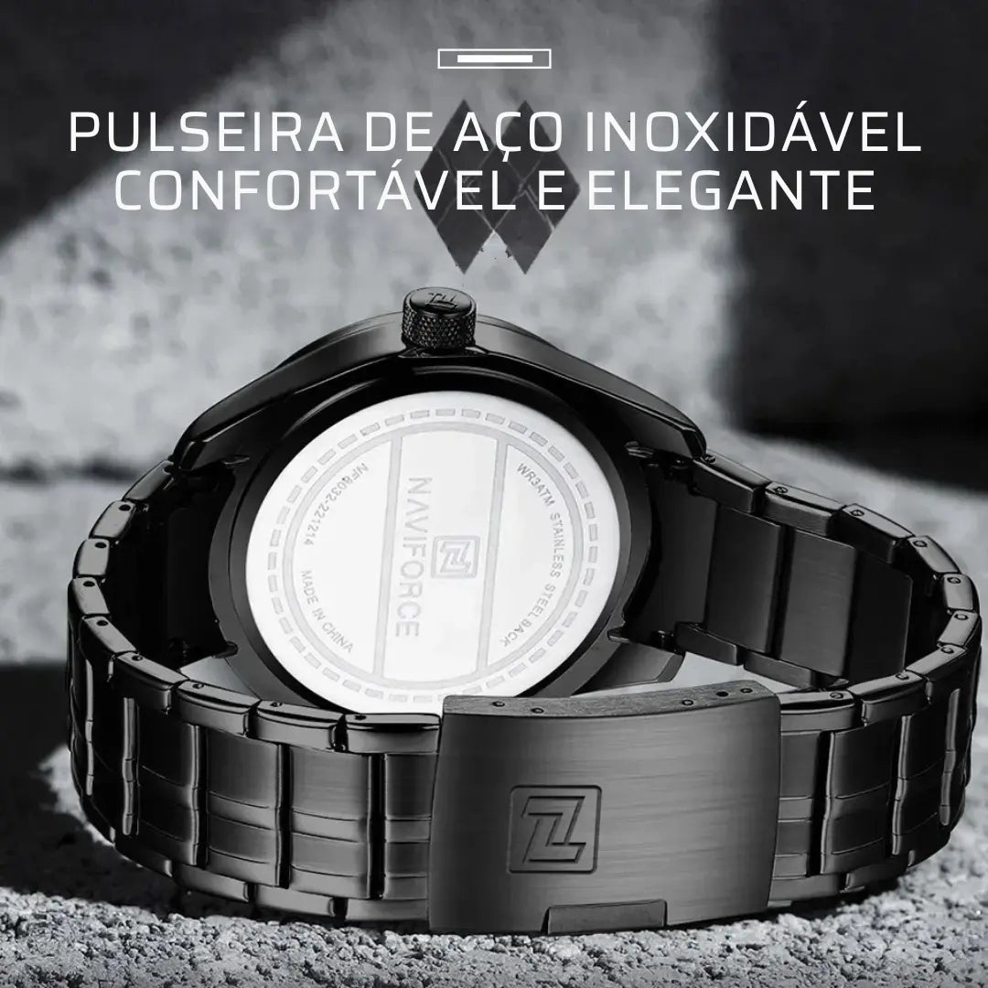 Relógio Masculino Aço Inox Quartzo Carbon