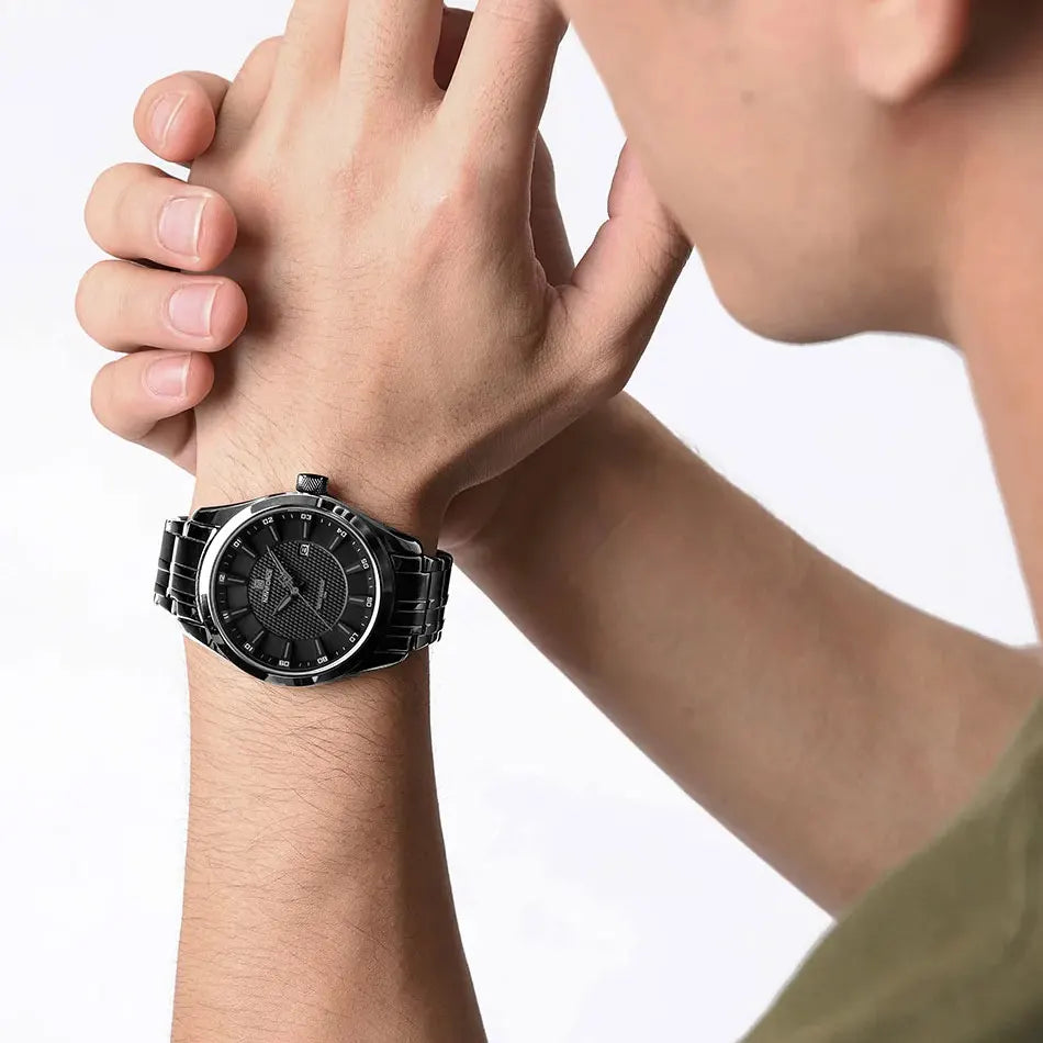 Relógio Masculino Aço Inox Quartzo Carbon