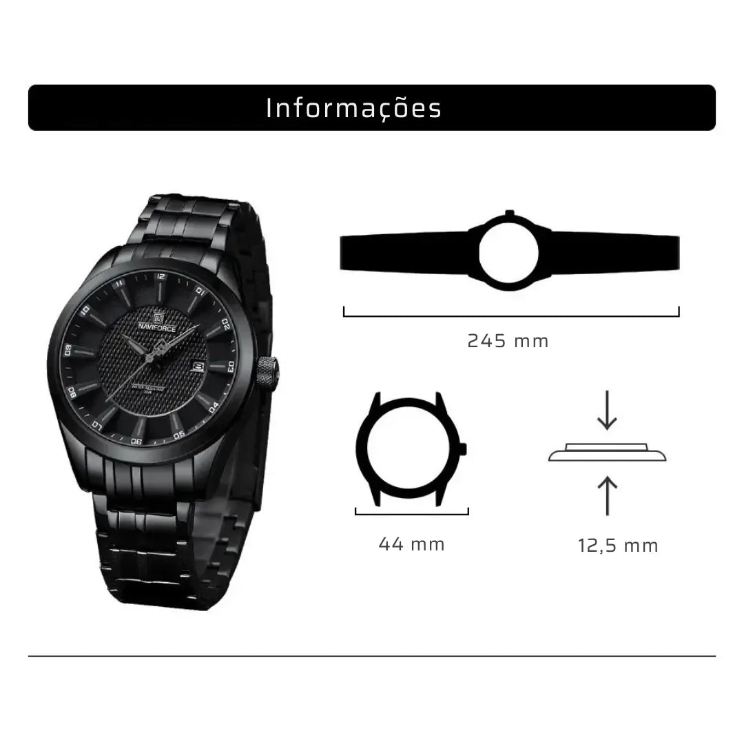 Relógio Masculino Aço Inox Quartzo Carbon