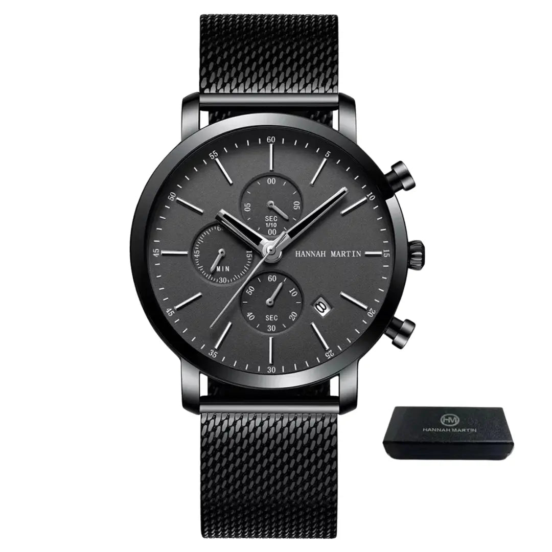 Relógio Masculino Aço Inox Quartzo Hannah Martin Charm