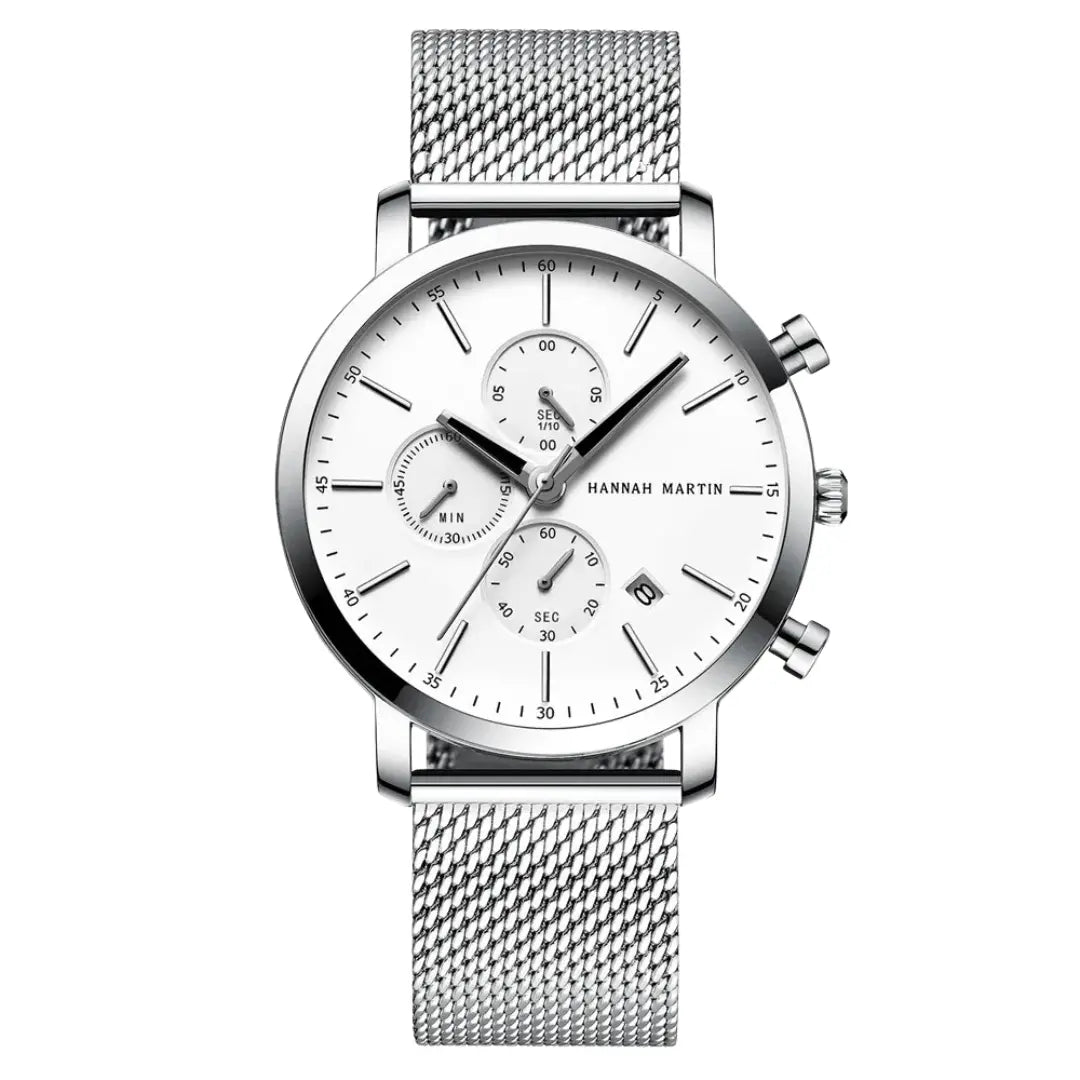 Relógio Masculino Aço Inox Quartzo Hannah Martin Deluxe