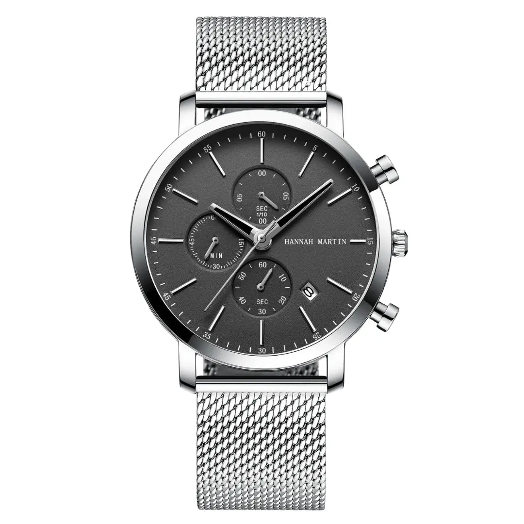 Relógio Masculino Aço Inox Quartzo Hannah Martin Deluxe