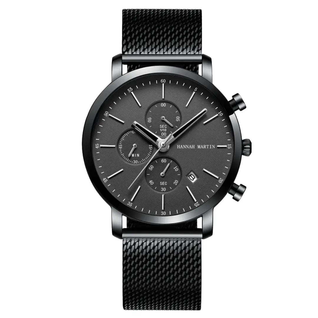 Relógio Masculino Aço Inox Quartzo Hannah Martin Deluxe