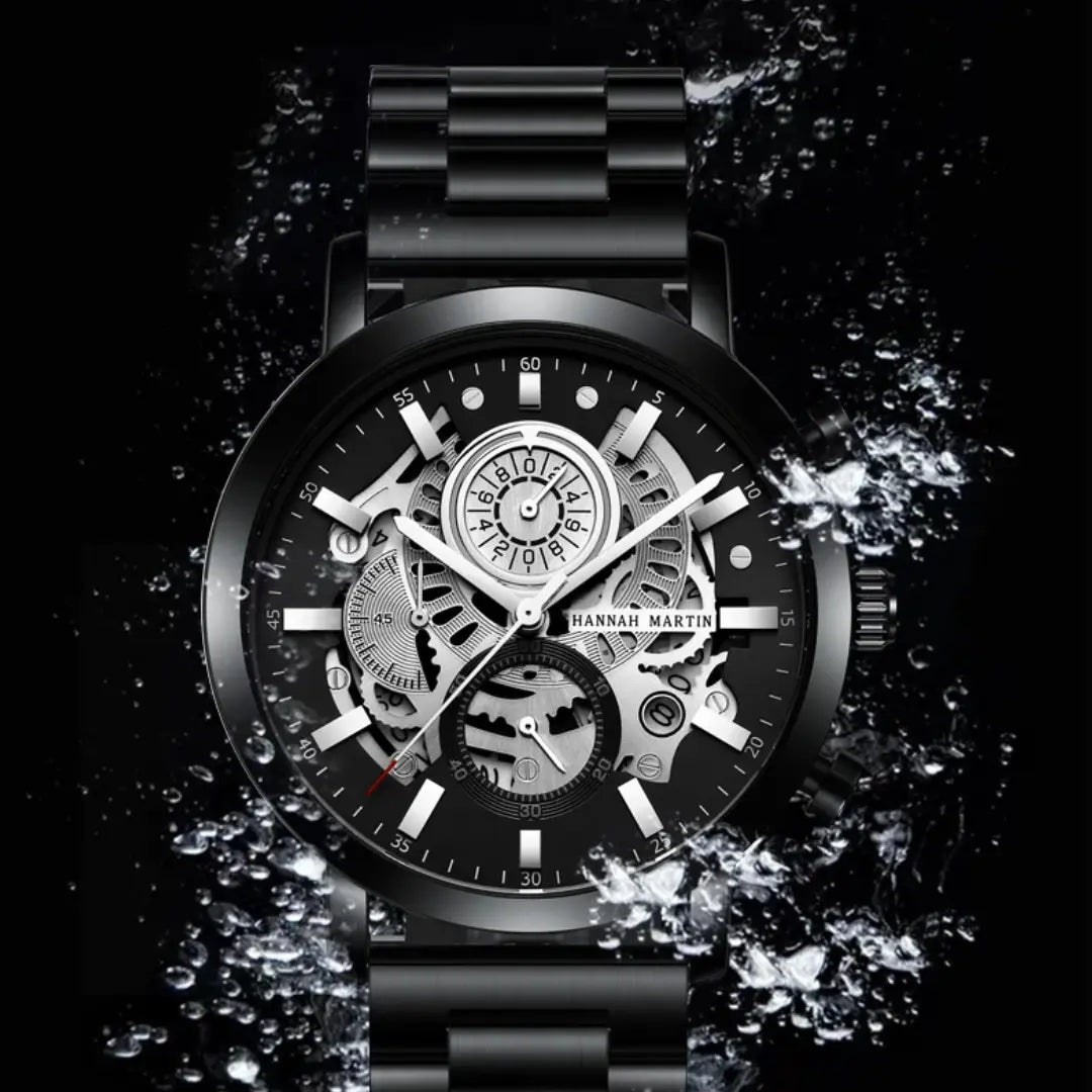Relógio Masculino Aço Inox Quartzo Hannah Martin Engine