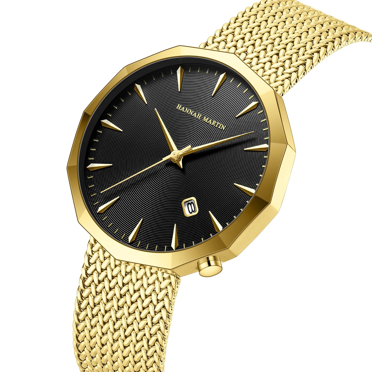 Relógio Masculino Aço Inox Quartzo Hannah Martin Polygonal