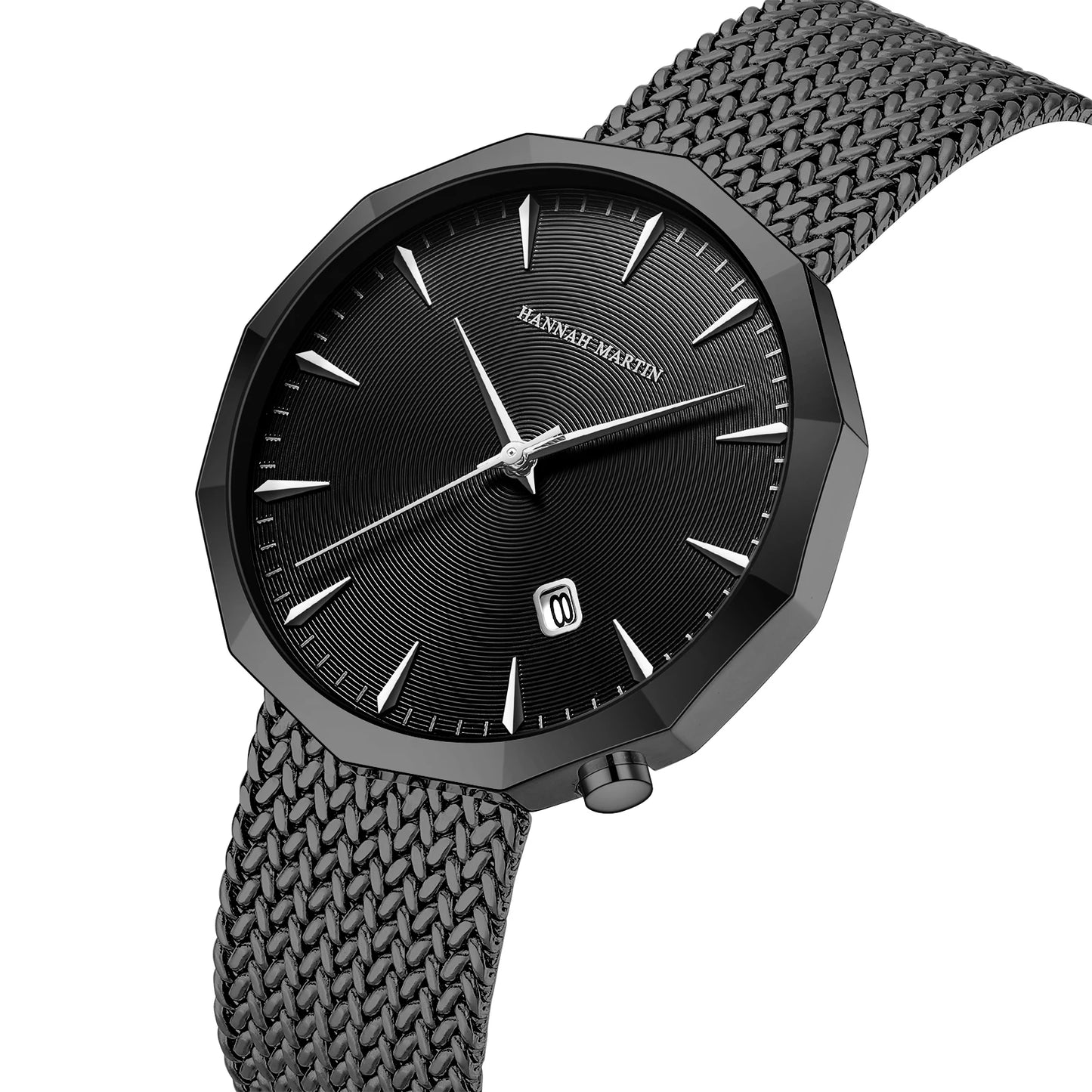Relógio Masculino Aço Inox Quartzo Hannah Martin Polygonal