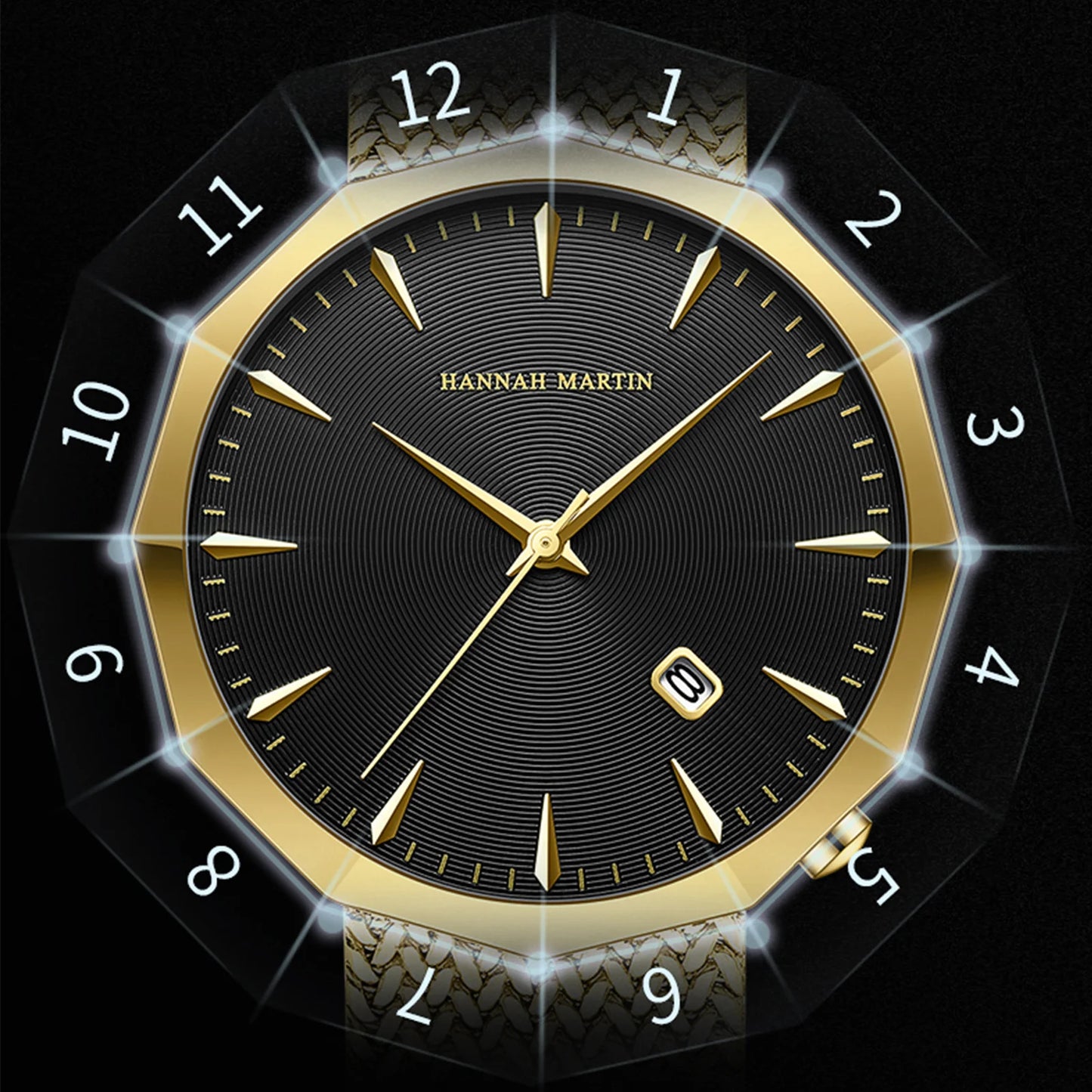 Relógio Masculino Aço Inox Quartzo Hannah Martin Polygonal