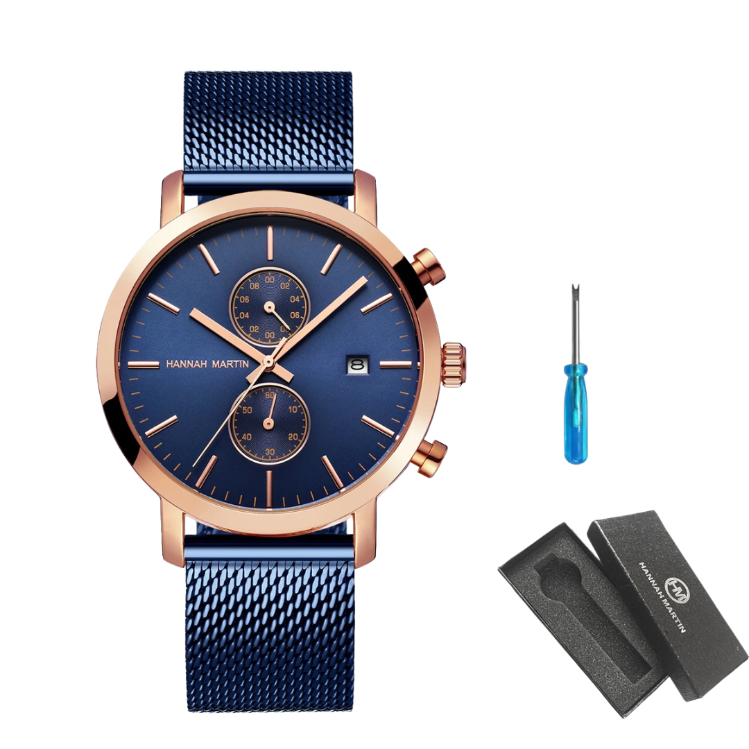 Relógio Masculino Aço Inox Quartzo Hannah Martin Premium