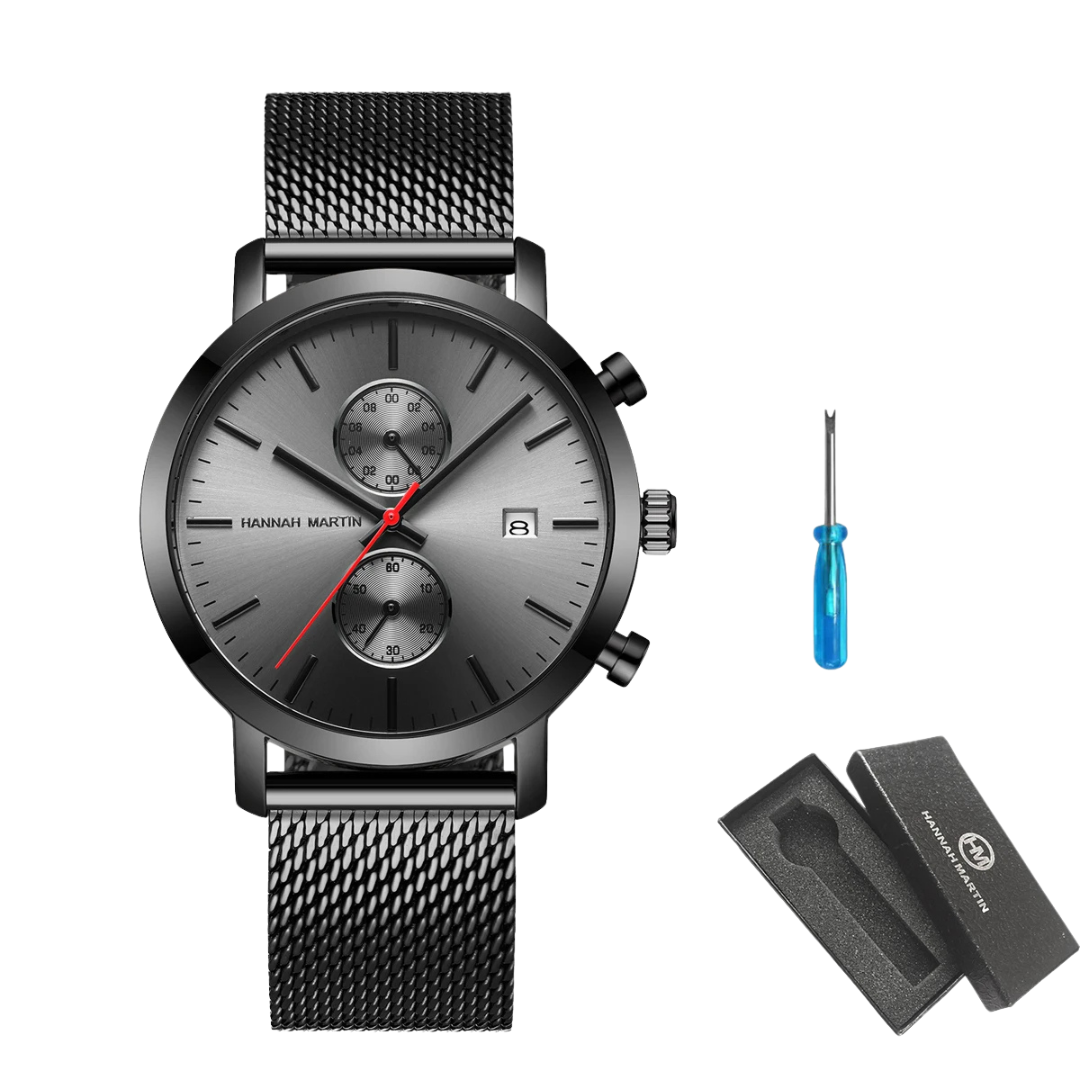 Relógio Masculino Aço Inox Quartzo Hannah Martin Premium