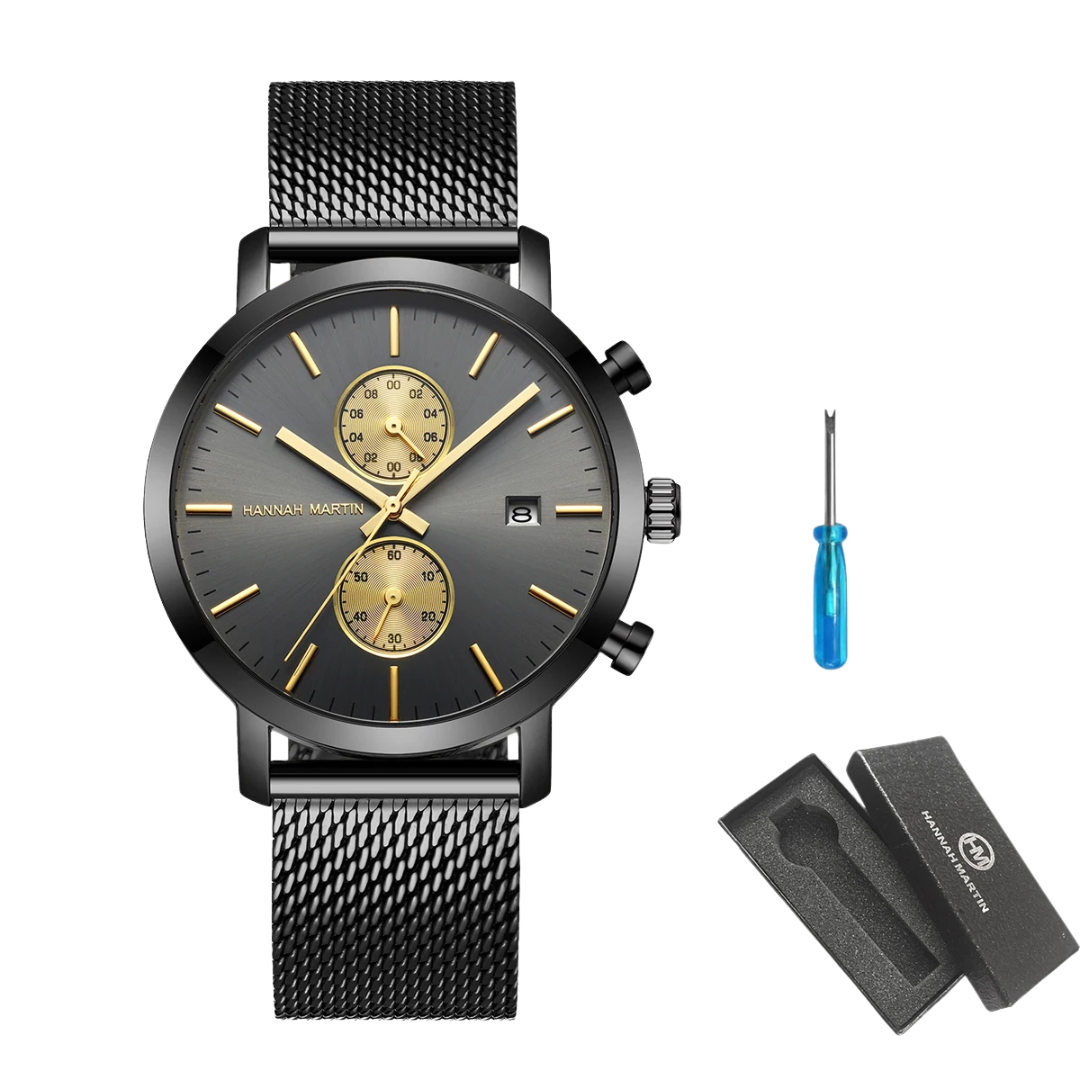Relógio Masculino Aço Inox Quartzo Hannah Martin Premium