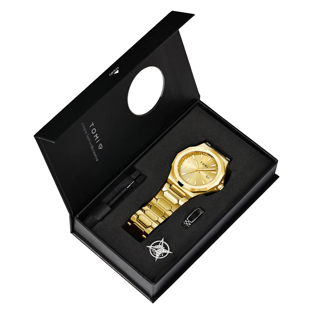 Relógio Masculino Aço Inox Quartzo (Kit Presente)