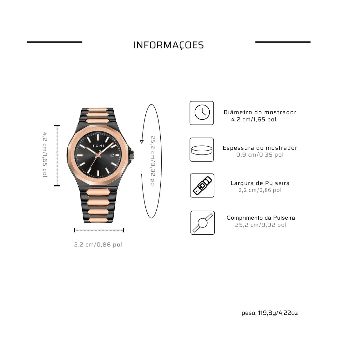 Relógio Masculino Aço Inox Quartzo (Kit Presente)