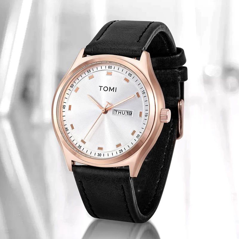 Relógio Masculino Minimalista Pulseira de Couro Athens