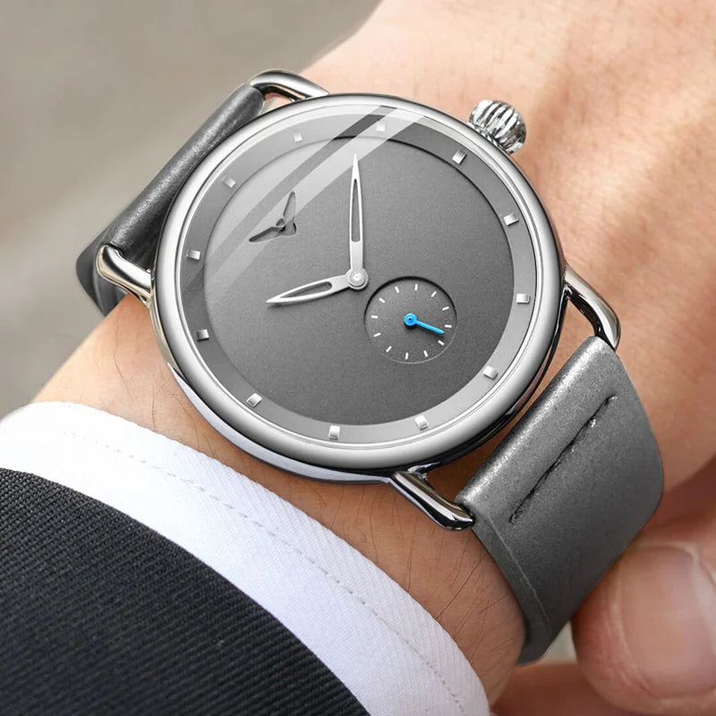 Relógio Masculino Pulseira de Couro Quartzo Eagle