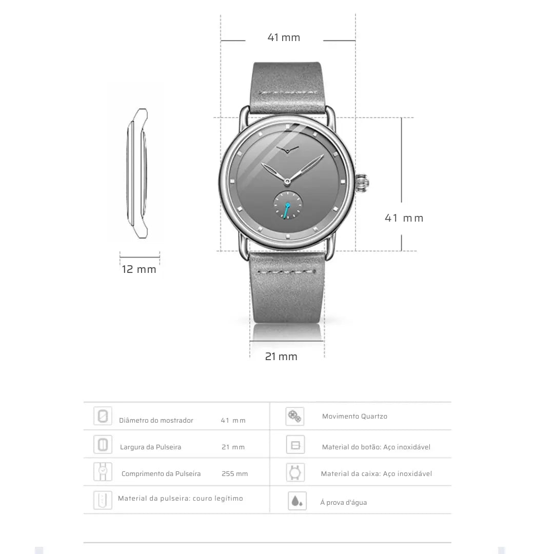 Relógio Masculino Pulseira de Couro Quartzo Eagle