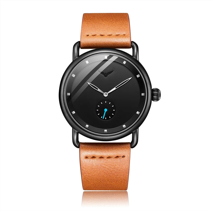 Relógio Masculino Pulseira de Couro Quartzo Eagle