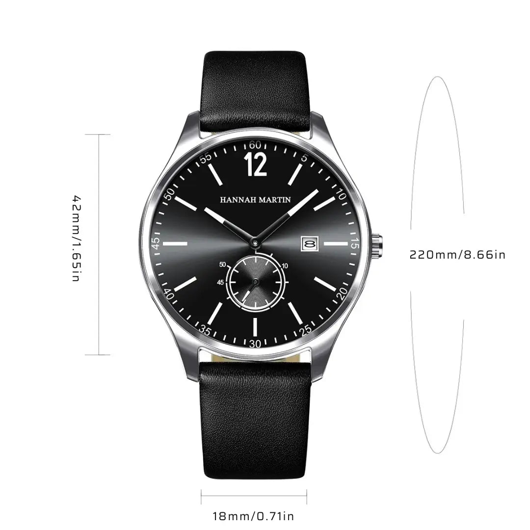 Relógio Masculino Pulseira de Couro Quartzo Hannah Martin Business