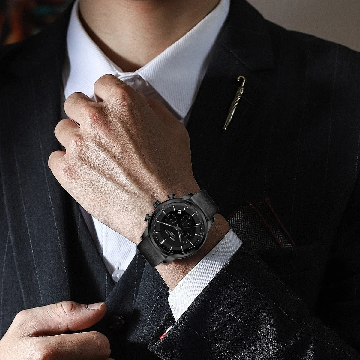Relógio Masculino Pulseira de Couro Quartzo Hannah Martin Demetrius
