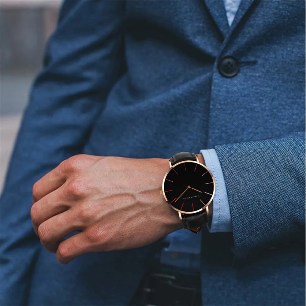 Relógio Masculino Pulseira de Couro Quartzo Hannah Martin Heat