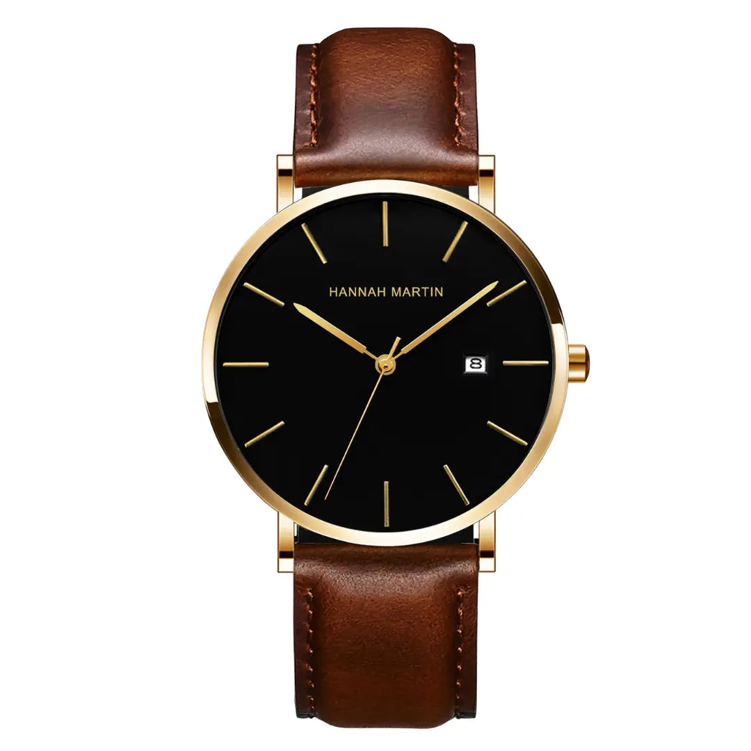 Relógio Masculino Pulseira de Couro Quartzo Hannah Martin Vulcano