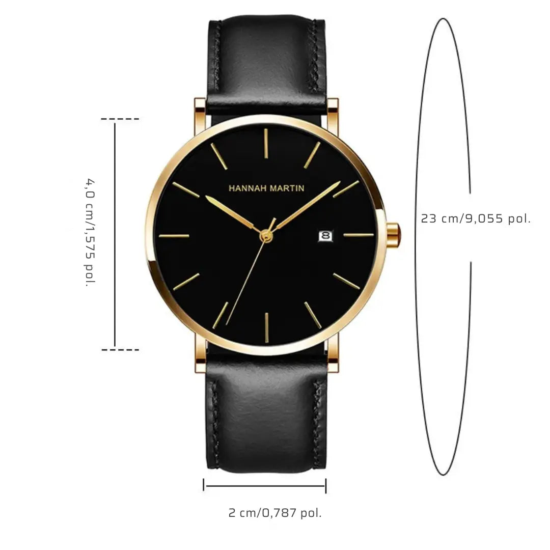 Relógio Masculino Pulseira de Couro Quartzo Hannah Martin Vulcano