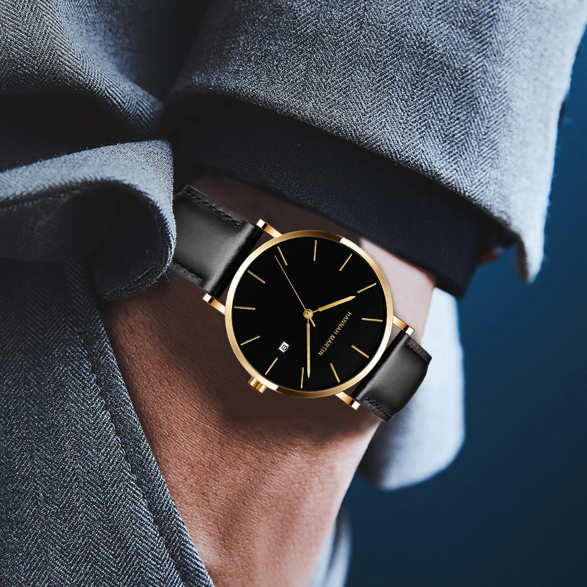 Relógio Masculino Pulseira de Couro Quartzo Hannah Martin Vulcano
