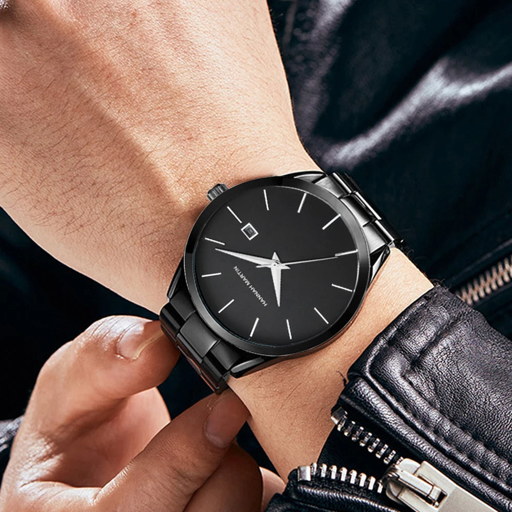 Relógio Masculino em Aço Inox Quartzo Hannah Martin Black
