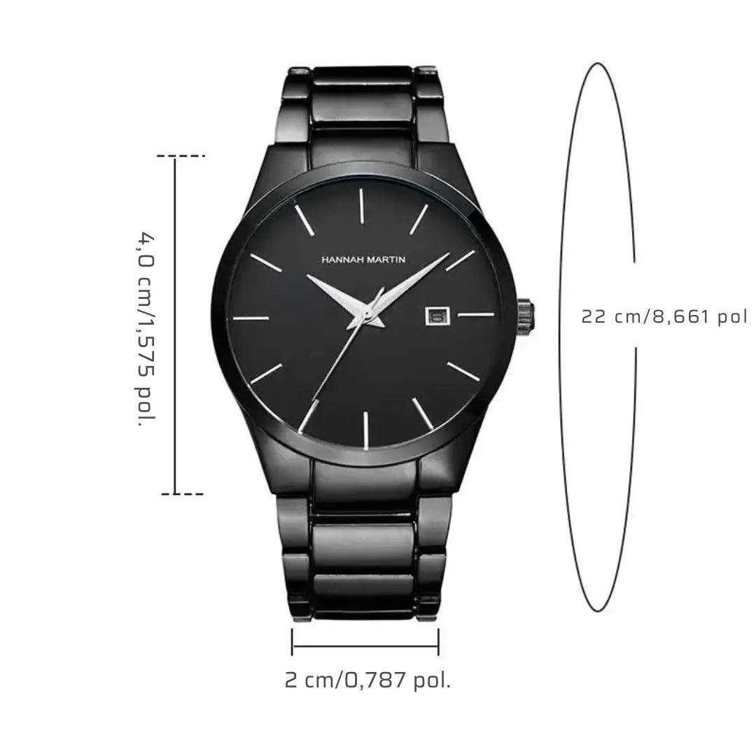 Relógio Masculino em Aço Inox Quartzo Hannah Martin Black