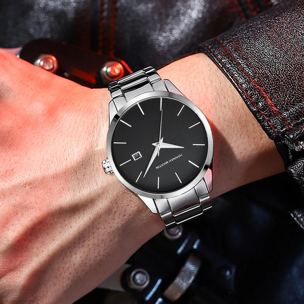 Relógio Masculino em Aço Inox Quartzo Hannah Martin Black