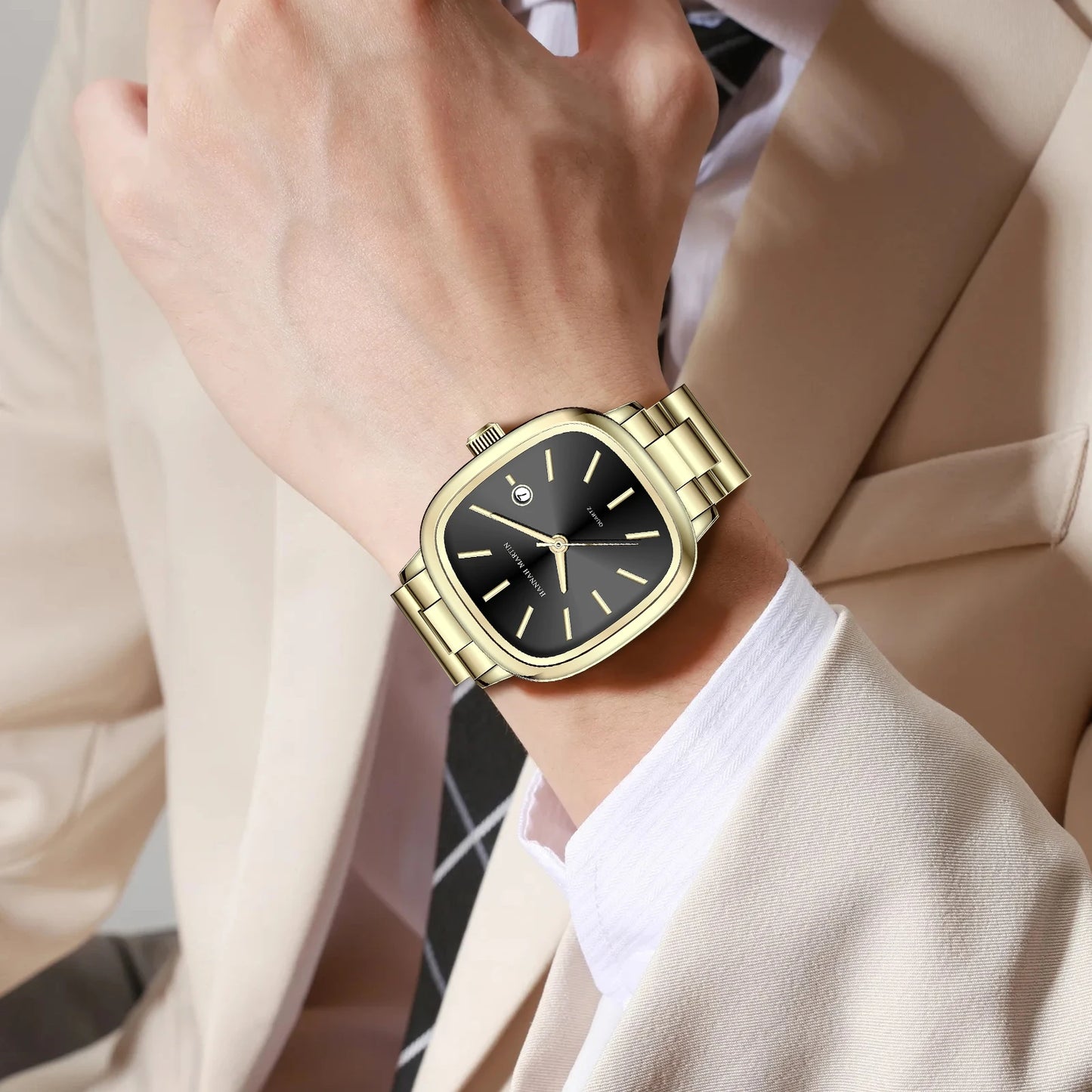 Relógio Masculino em Aço Inox e Quartzo Hannah Martin Diamond