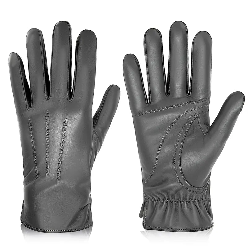 Luva Masculina de Couro Cinza - Orion