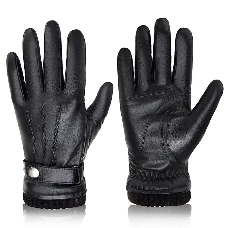 Luva Masculina de Couro Preta - Orion