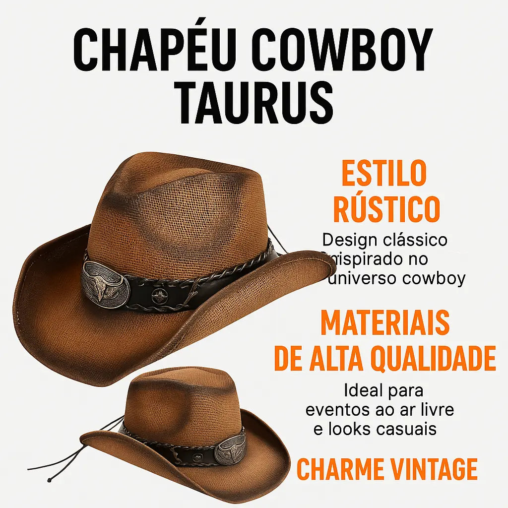 Chapéu Masculino Cowboy Vintage Taurus