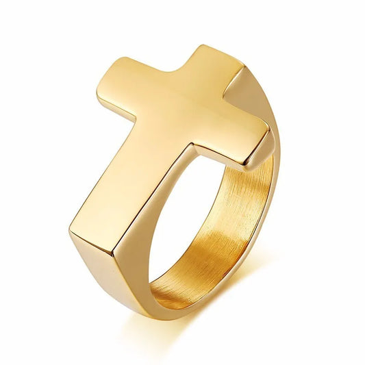 Anel Masculino em Aço Inoxidável Cross