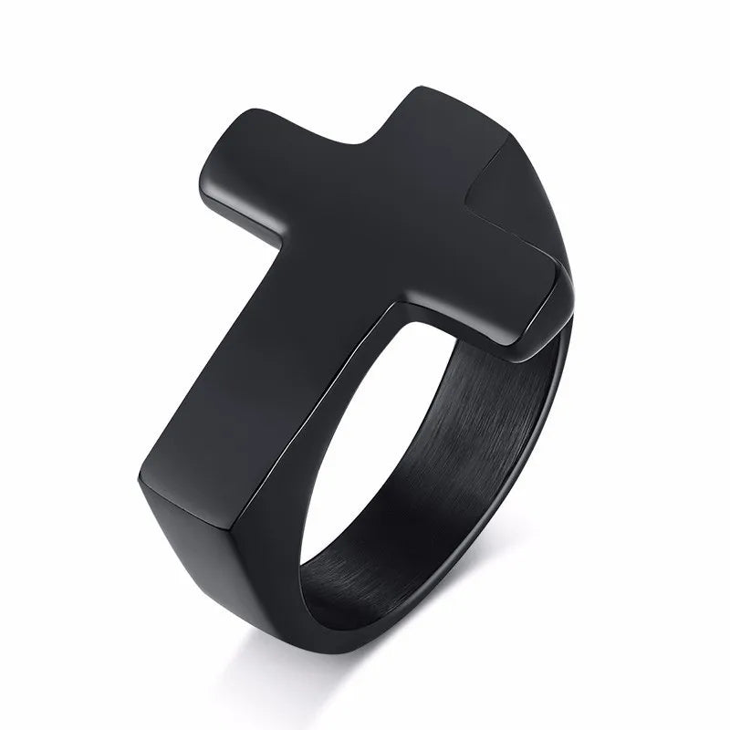 Anel Masculino em Aço Inoxidável Cross