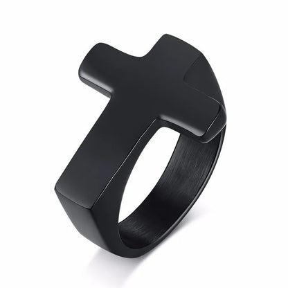 Anel Masculino em Aço Inoxidável Cross