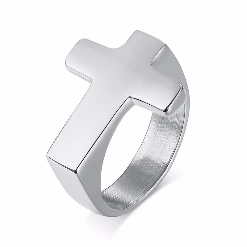 Anel Masculino em Aço Inoxidável Cross
