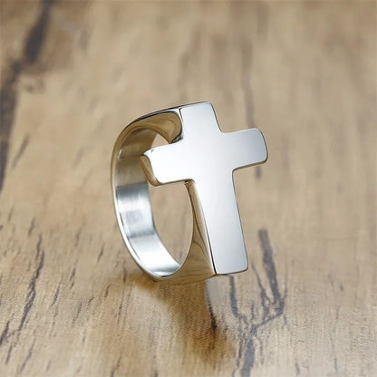 Anel Masculino em Aço Inoxidável Cross