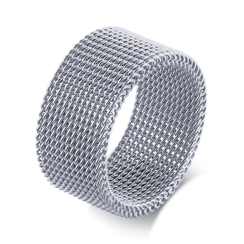 Anel Masculino em Aço Inoxidável Mesh