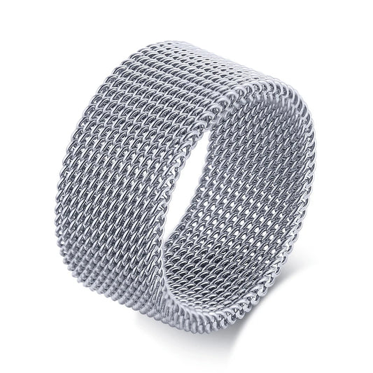 Anel Masculino em Aço Inoxidável Mesh