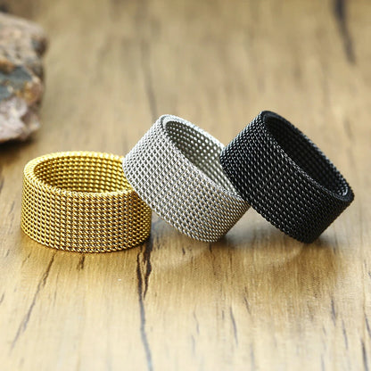 Anel Masculino em Aço Inoxidável Mesh