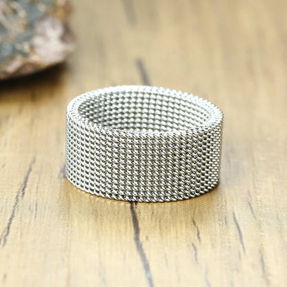 Anel Masculino em Aço Inoxidável Mesh