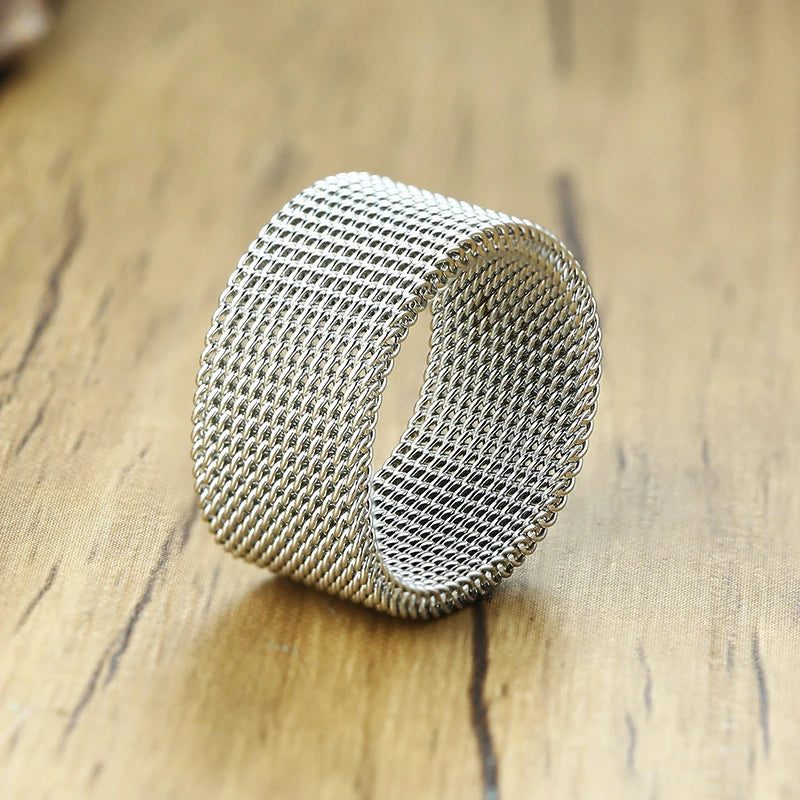 Anel Masculino em Aço Inoxidável Mesh