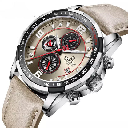 Relógio Masculino Esportivo: Pulseira Couro Champagne - Orion