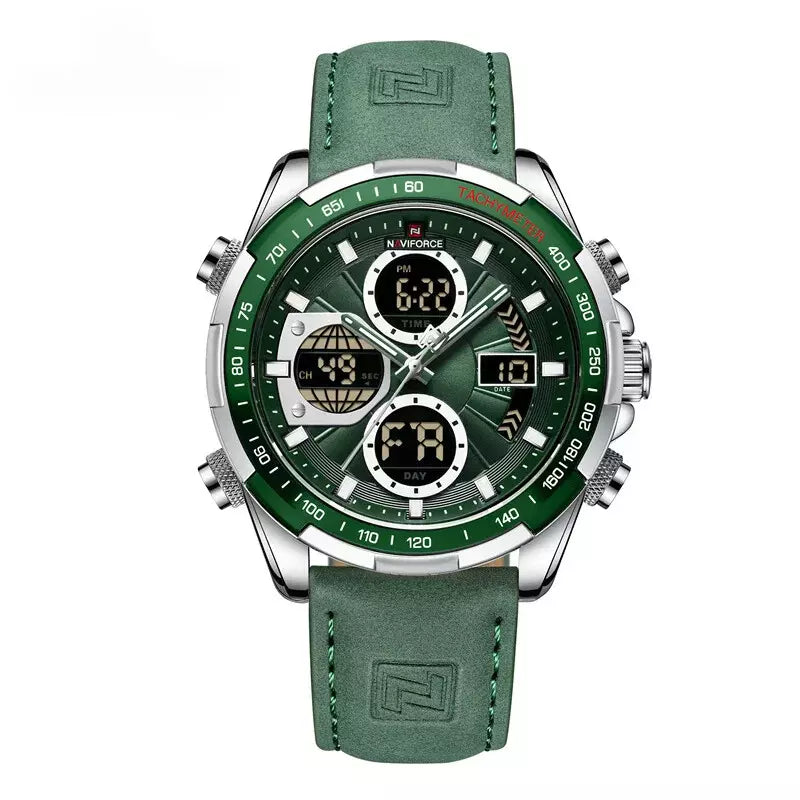 Relógio Masculino Esportivo Pulseira Couro Verde - Orion