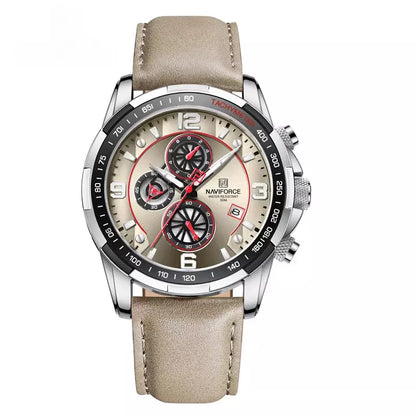 Relógio Masculino Esportivo: Pulseira Couro Champagne - Orion