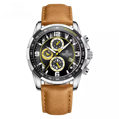 Relógio Masculino Esportivo: Pulseira Couro Marrom Claro - Orion