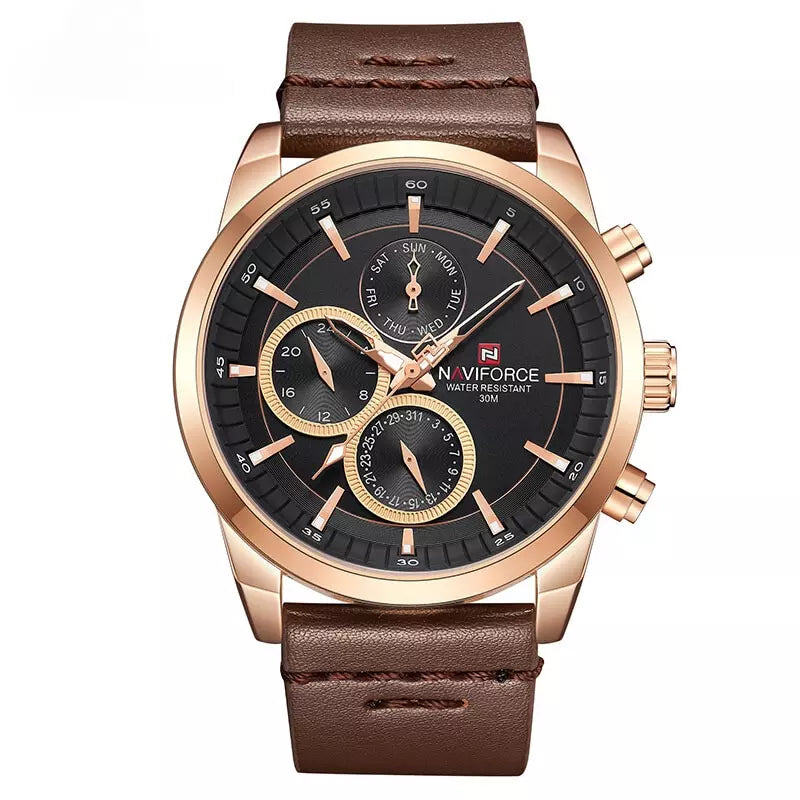 Relógio Masculino Esportivo Pulseira Couro Marrom - Orion