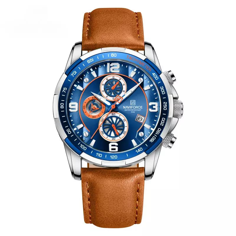 Relógio Masculino Esportivo: Pulseira Couro Marrom - Orion