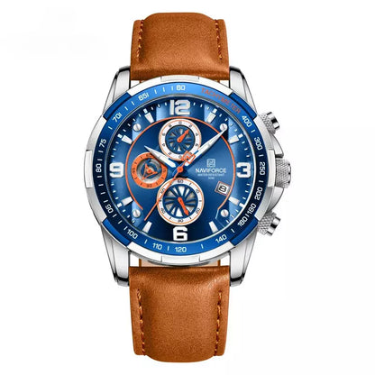 Relógio Masculino Esportivo: Pulseira Couro Marrom - Orion